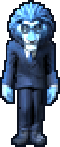 Boss, the Blue Lion, as an 8-bit character